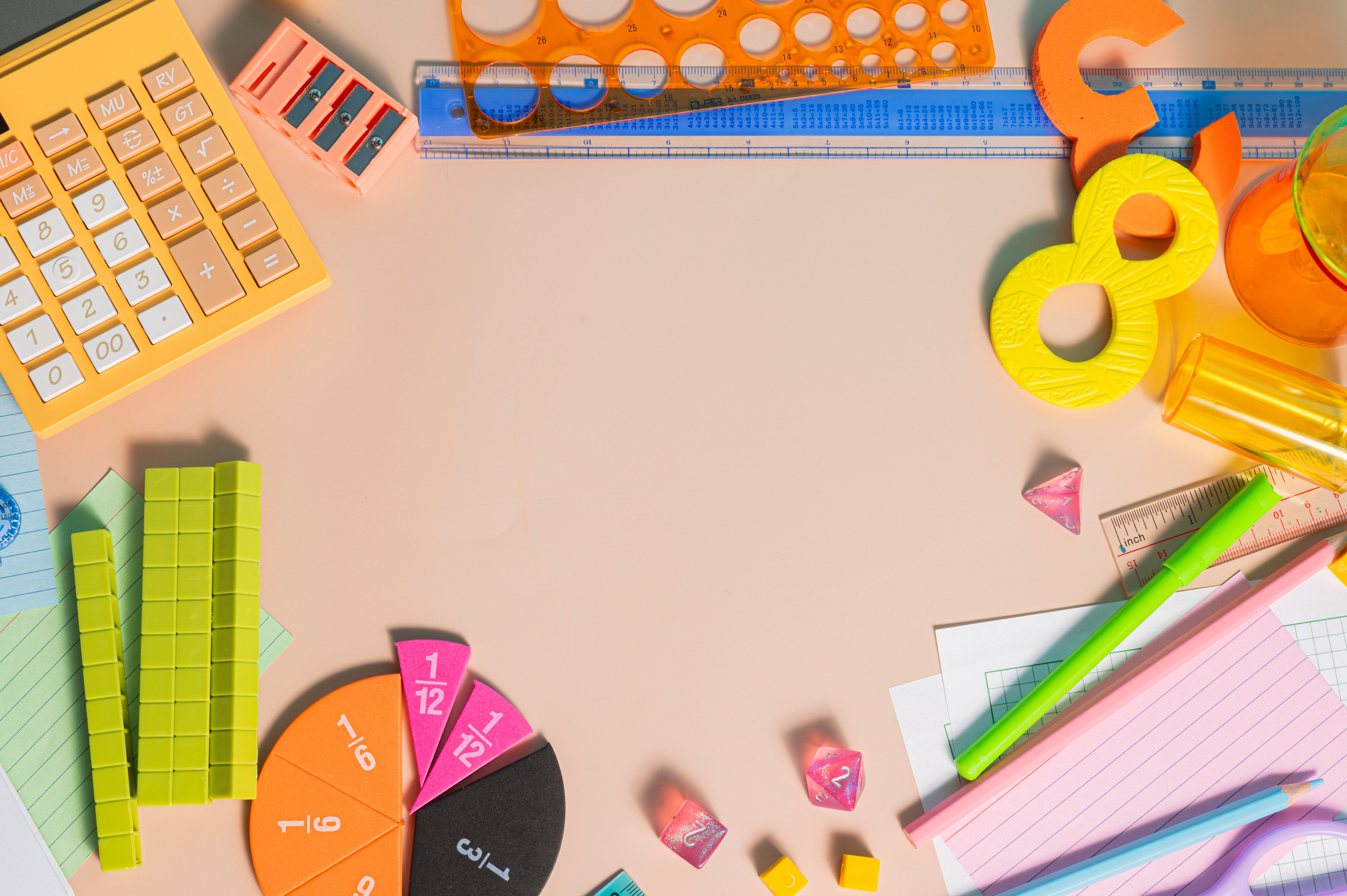 Maths Backgrounds Math and School Supplies Flatlay